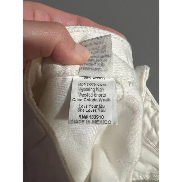 Show Me Your Mumu Blue Womens Wyoming High Waisted Shorts Fray Hem White Size 24 - Picture 6 of 8